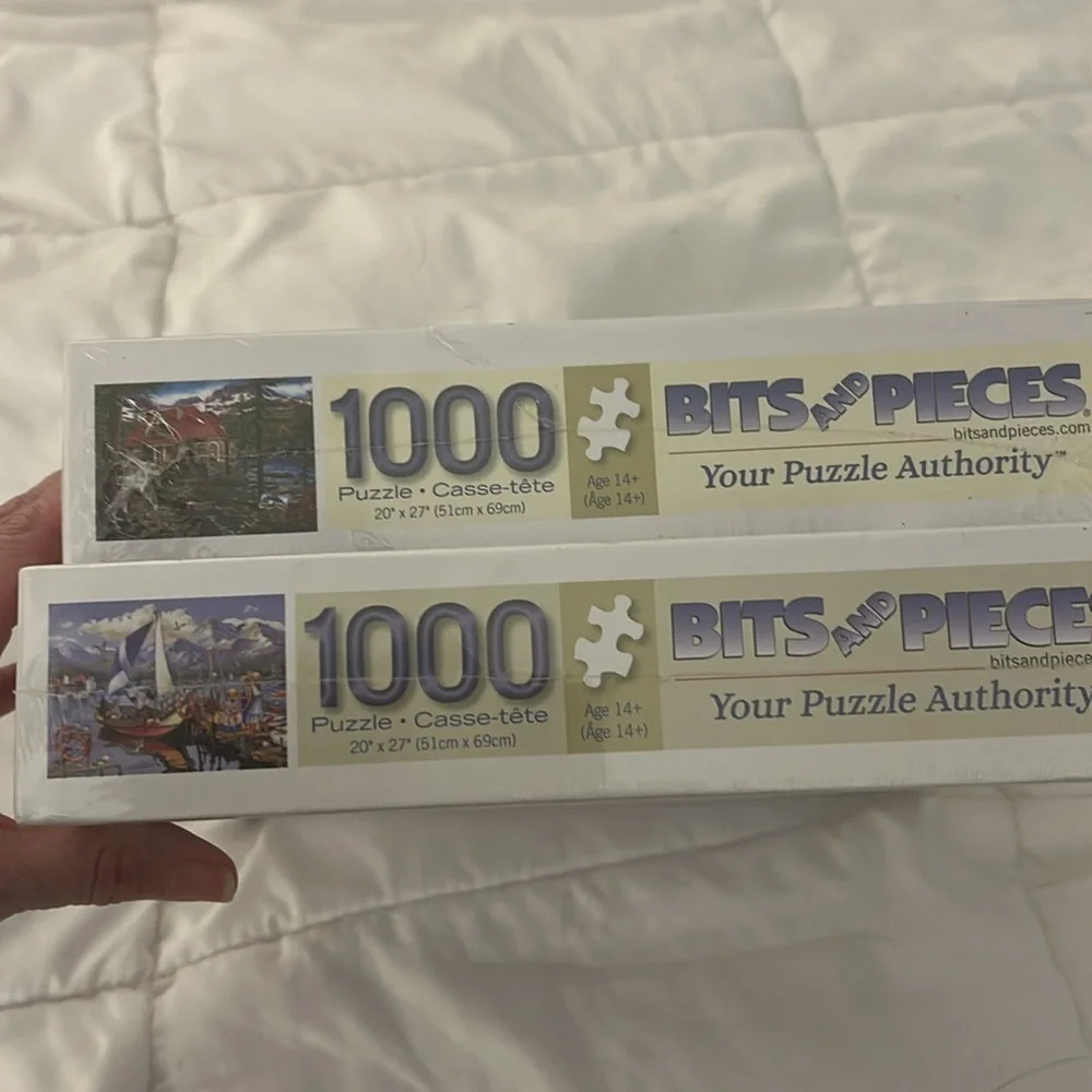 Bits and Pieces 1000 Piece Puzzle Set Countryside House & Bon voyage set of 2